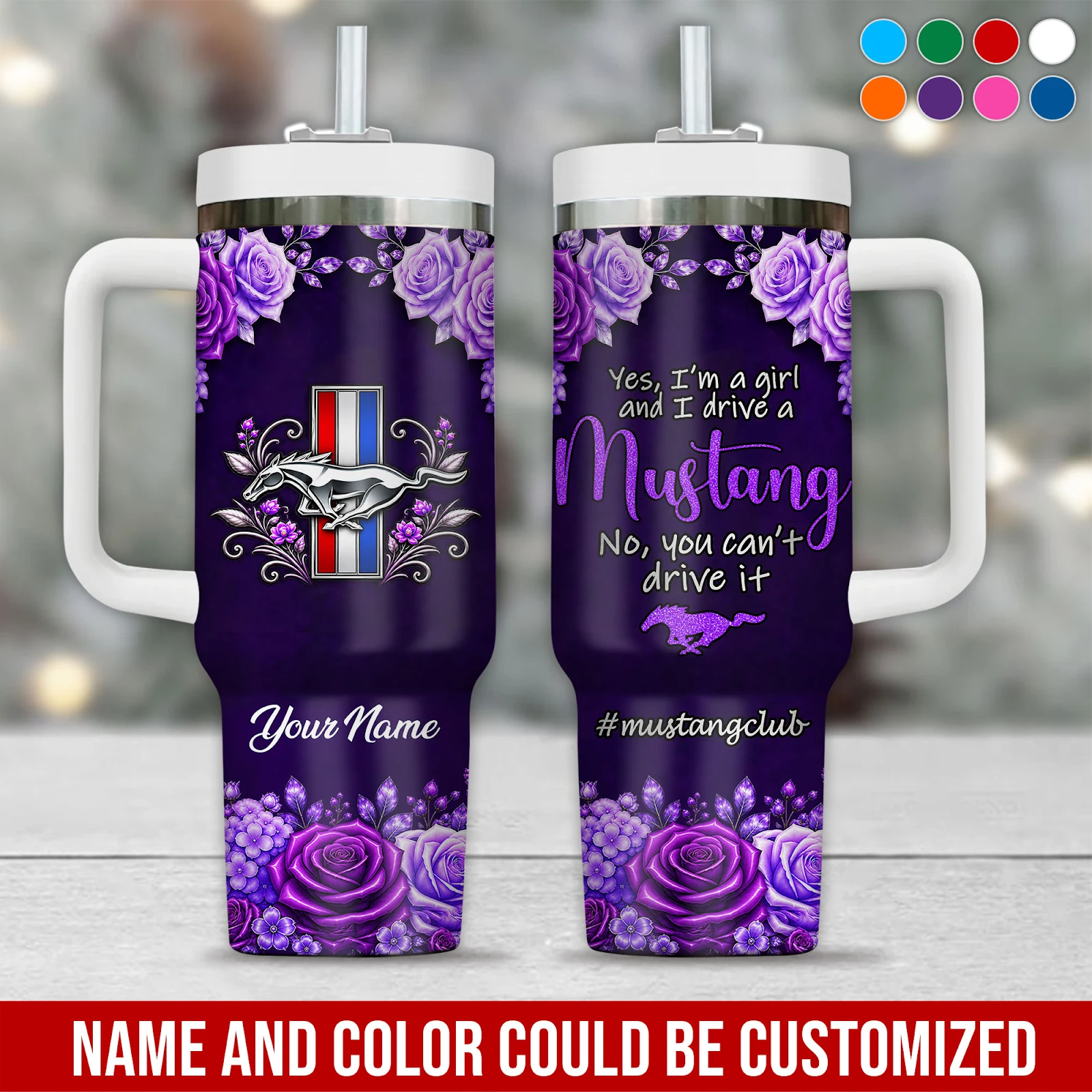 Personalized Name Love Muscle Car FM 40oz Tumbler With Handle PM234