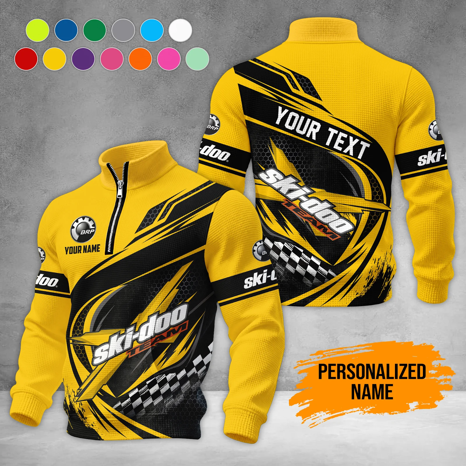 Personalized Name Snowmobile Waffle Sweatshirts PL247