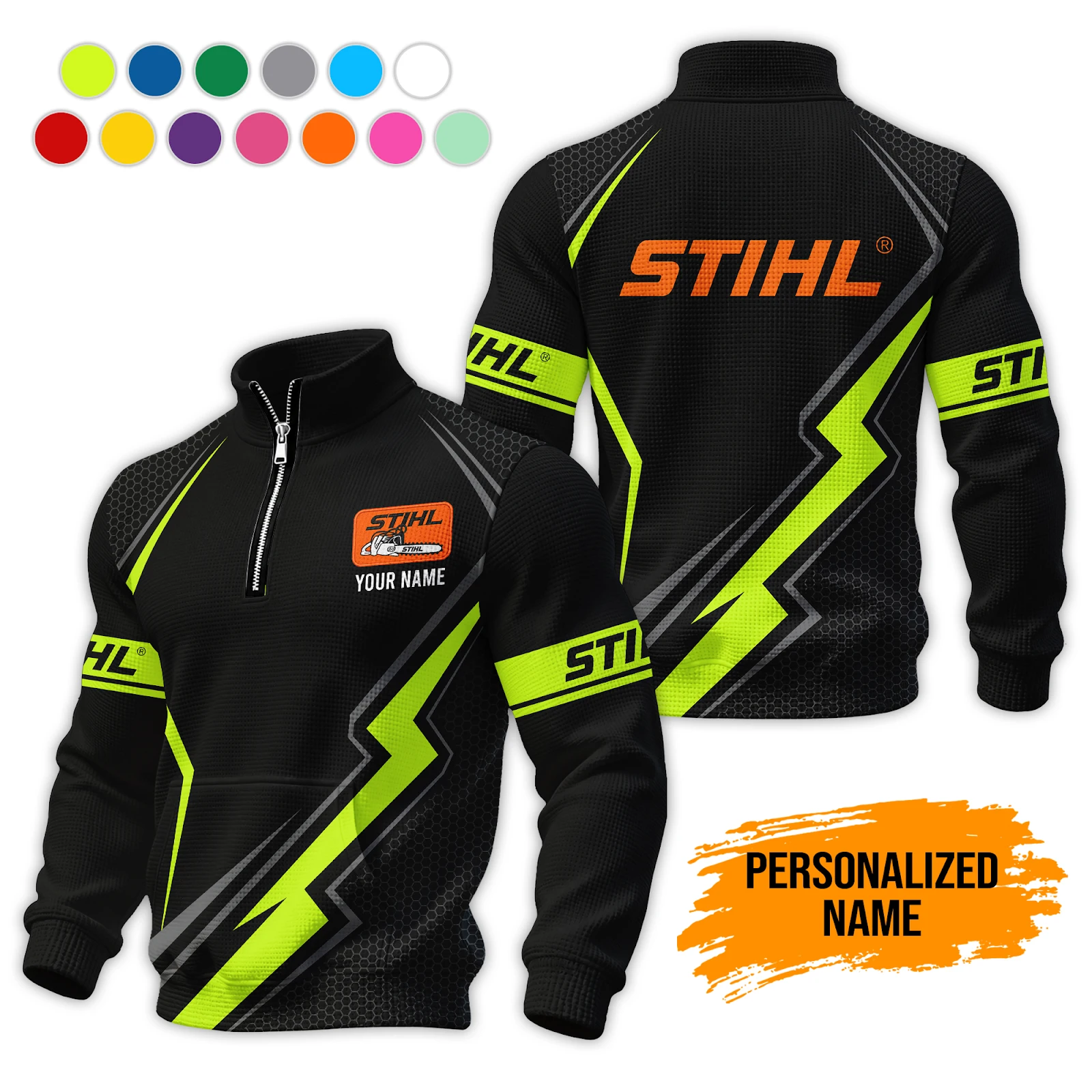 Personalized Tree Service Chainsaw Quarter Zip & Sherpa Pullover PL249