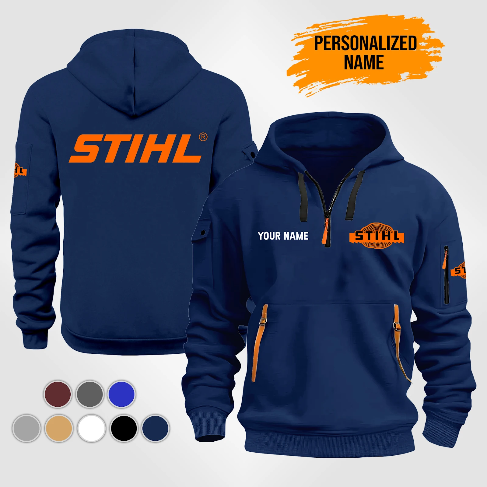 Personalized Name Tree Service 2D Quarter Zip Hoodie All Over Print Clothing PM321