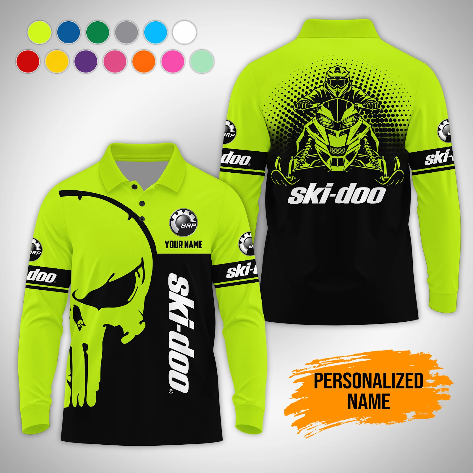 Personalized Name Ski Snowmobile Waffle Sweatshirts GL897