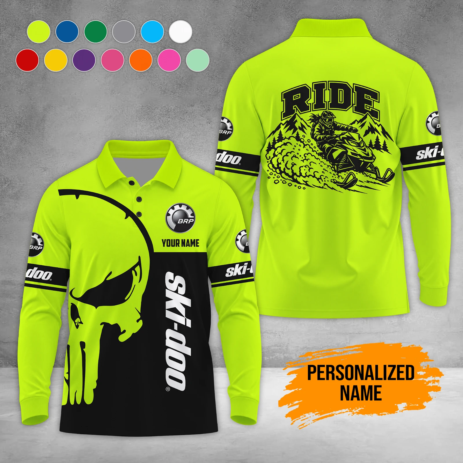 Personalized Name Ski Snowmobile Waffle Sweatshirts DA842