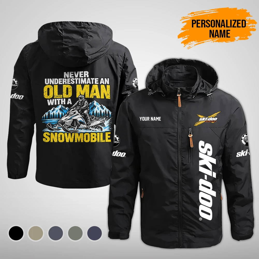 Personalized Name Love Ski Snowmobile 2D Printed Waterproof Outdoor Jacket Detachable Hood DA851