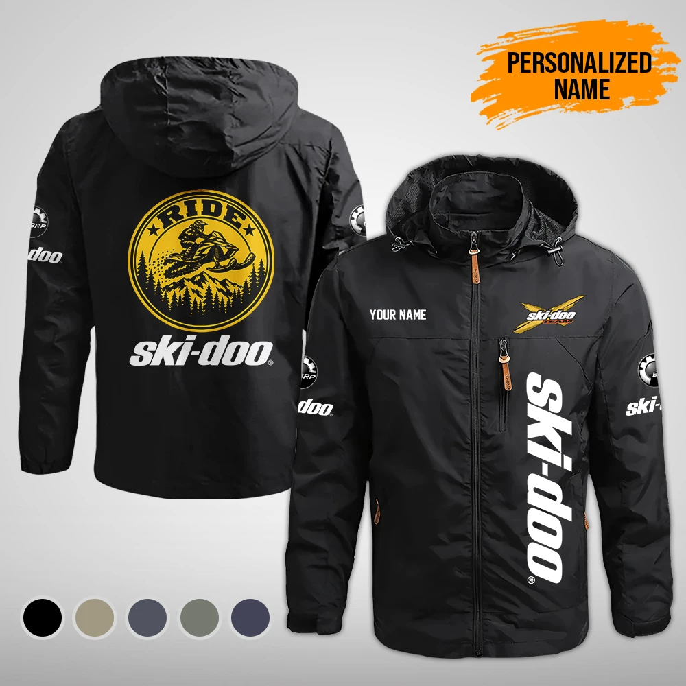 Personalized Name Love Ski Snowmobile 2D Printed Waterproof Outdoor Jacket Detachable Hood DA852