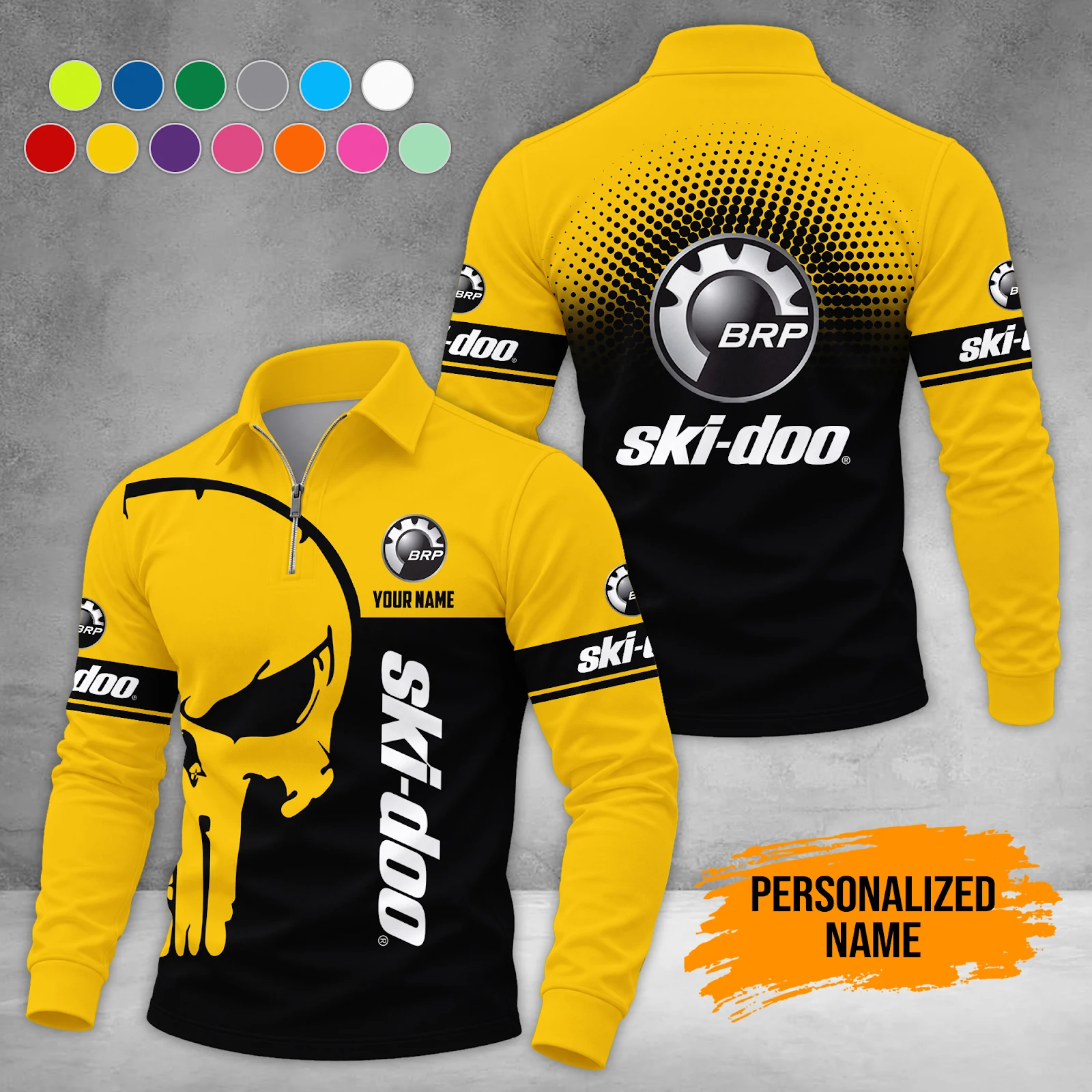 Personalized Name Love Snowmobile 3D Printed Zipped Polo GL901