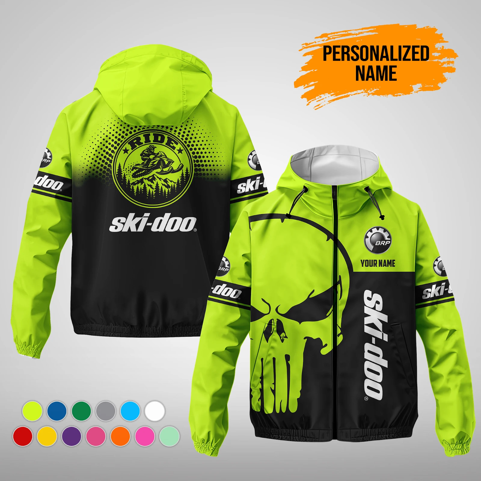 Custom Name Ski Snowmobile 3D Printed Windbreaker Jacket DA858