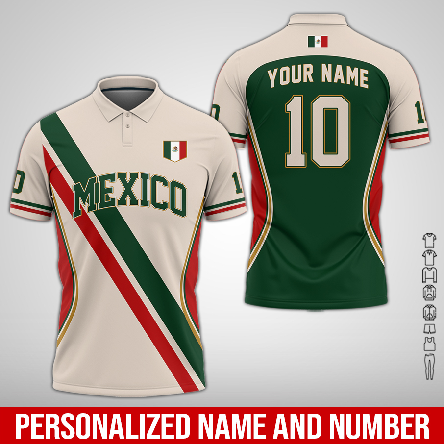 Custom Mexico Soccer Polo Shirt – Personalized Name & Number ZM852
